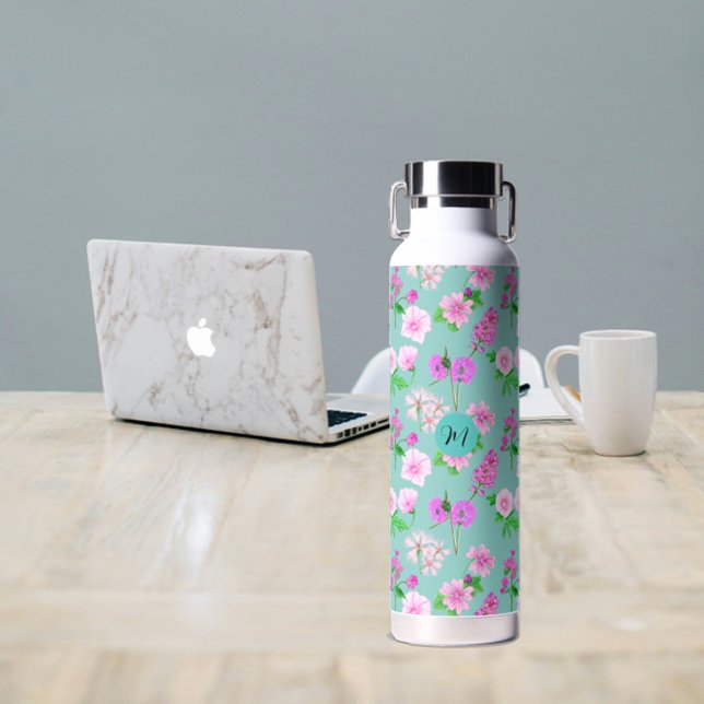 Delicate wildflowers in turquoise. Custom. Water Bottle (Delicate wildflowers in turquoise. Custom. Water Bottle
)