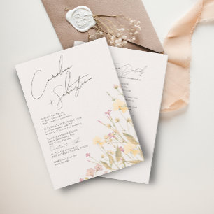 Delicate Wildflowers Ivory RSVP QR Code Wedding  Invitation