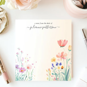 Delicate Wildflowers Meadow Personalised Name Notepad