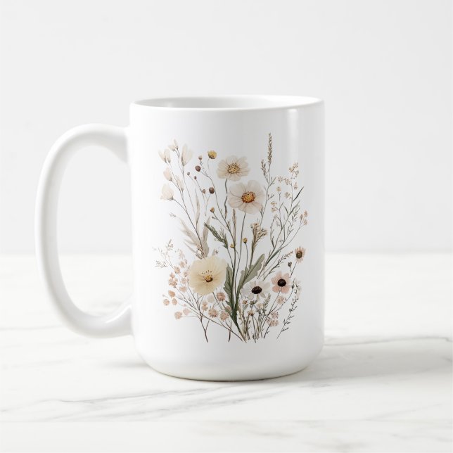 Delicate Wildflowers Motivational Quote Coffee Mug (Left)