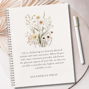 Delicate Wildflowers Motivational Quote Notebook
