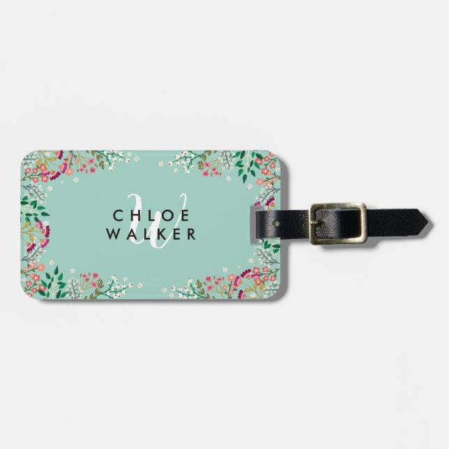 Delicate Wildflowers - Name & Initial Luggage Tag (Front Horizontal)