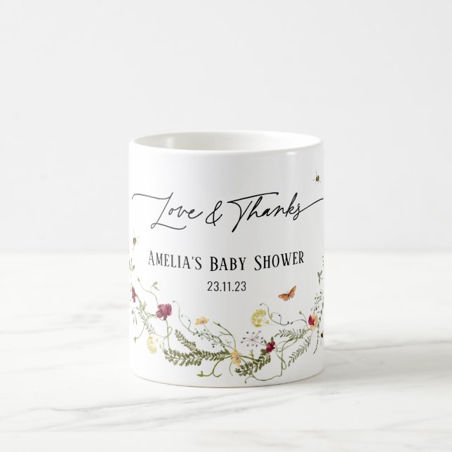 Delicate Wildflowers Personalised Baby Shower Mug (Center)