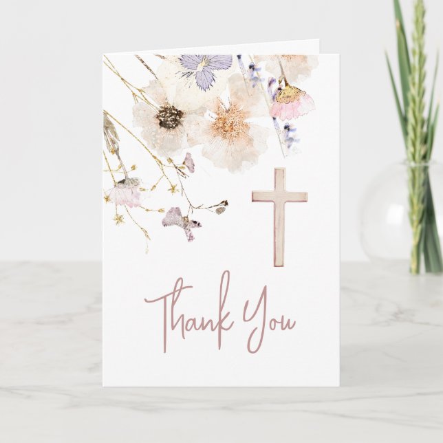 delicate wildflowers religious event Thank You Card (Front)