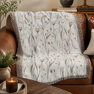 Delicate Wildflowers Throw Blanket