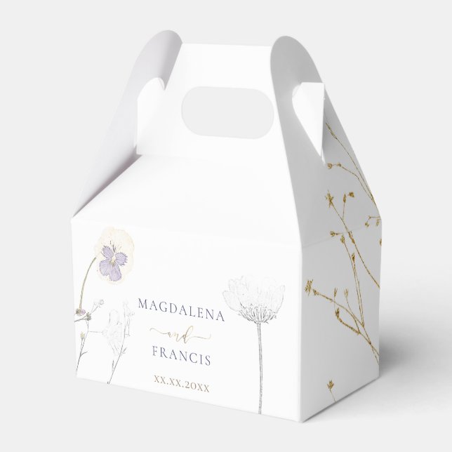 delicate wildflowers wedding favour box (Front Side)