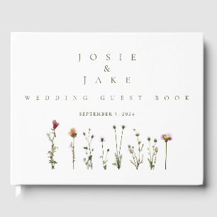 Delicate wildflowers wedding guest book