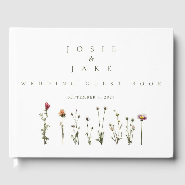 Delicate wildflowers wedding guest book (Front)