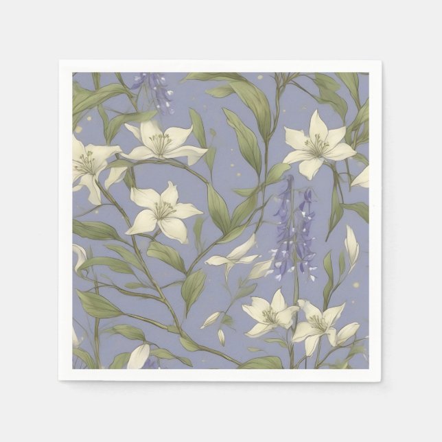 Delicate Willow Branches And Flowers Napkin (Front)