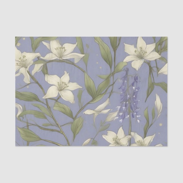 Delicate Willow Branches And Flowers Tissue Paper (Front)