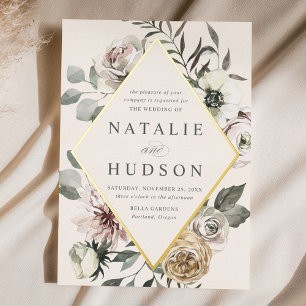 Delicate Winter Floral Frame Ivory Wedding