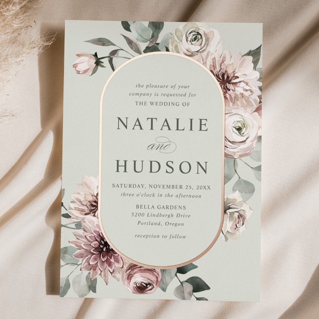 Delicate Winter Floral Frame Sage Green Wedding (Creator Uploaded)