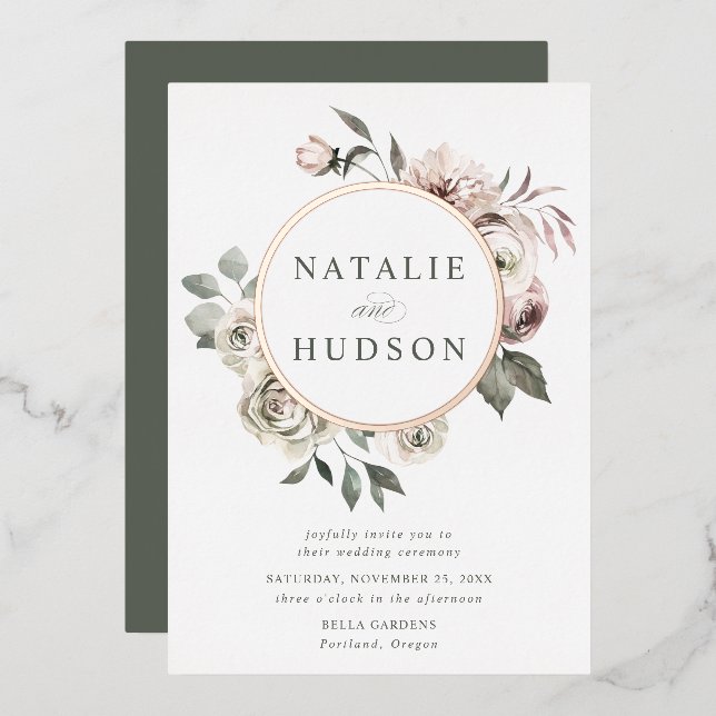 Delicate Winter Floral Frame Wedding (Front/Back)