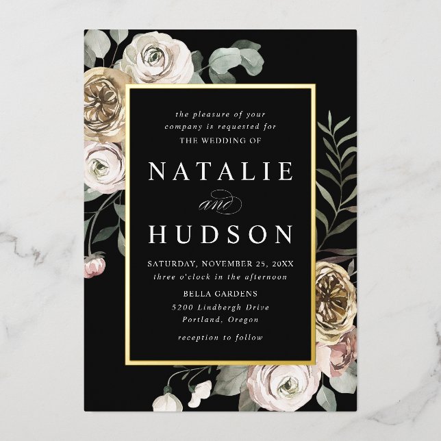 Delicate Winter Floral Frame Wedding (Front)