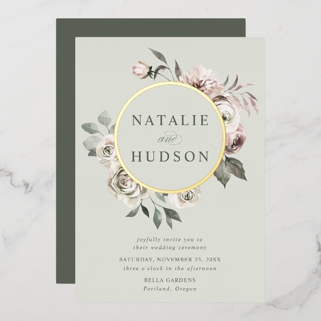 Delicate Winter Floral Frame Wedding (Front/Back)