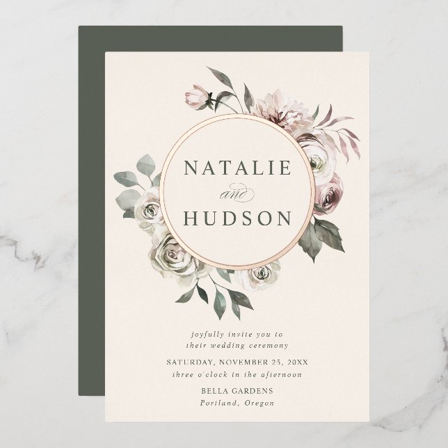 Delicate Winter Floral Frame Wedding  (Front/Back)
