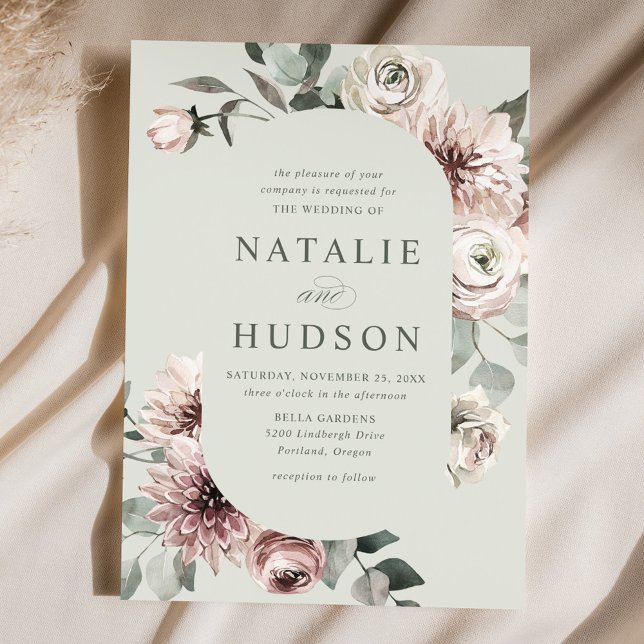 Delicate Winter Floral Frame Wedding Invitation (Creator Uploaded)
