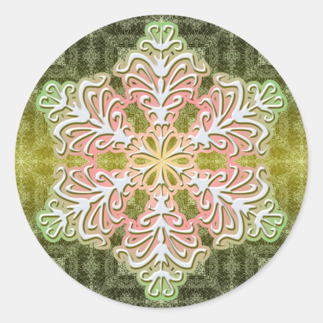 Delicate Winter Ice Crystal Snowflake Sticker (Front)