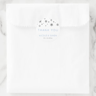 Delicate Winter Snowflakes Black and White Favour  Classic Round Sticker