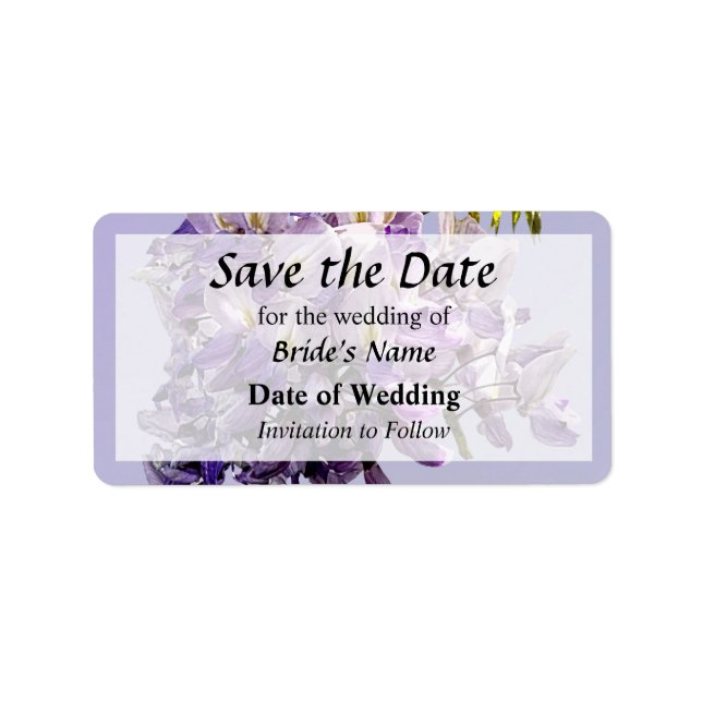 Delicate Wisteria Save the Date Label (Front)