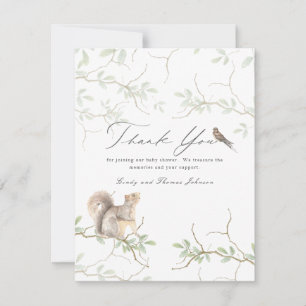 Delicate Woodland Forest Squirrel Baby Shower Thank You Card