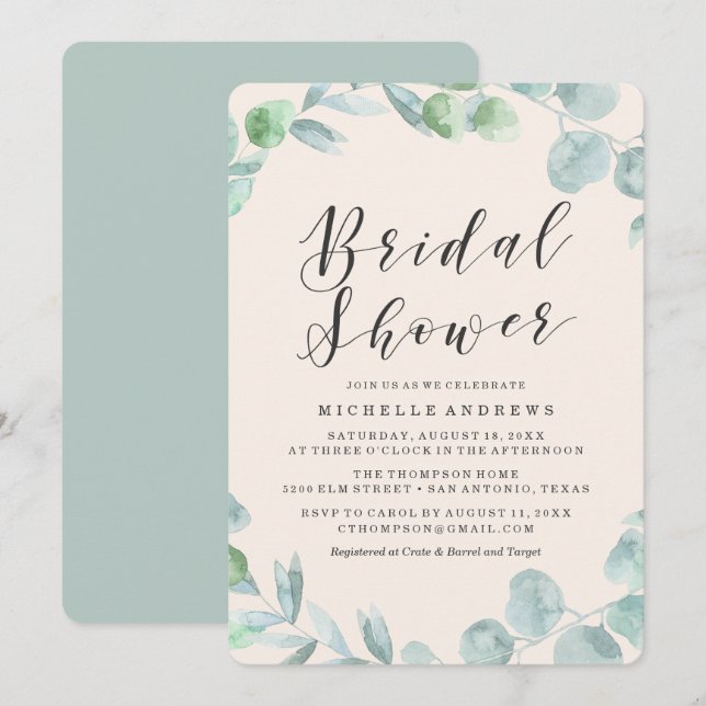 Delicate Wreath | Bridal Shower Invitation (Front/Back)