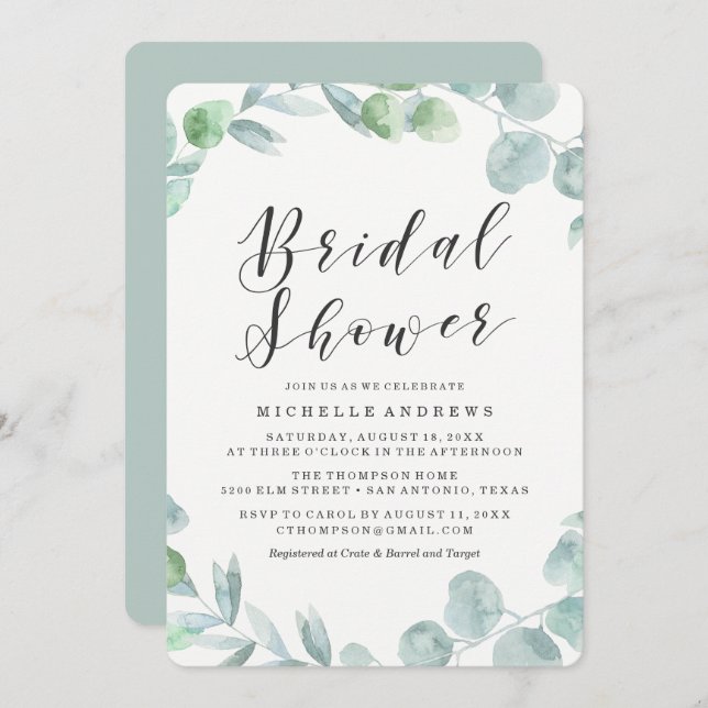 Delicate Wreath | Bridal Shower Invitation (Front/Back)