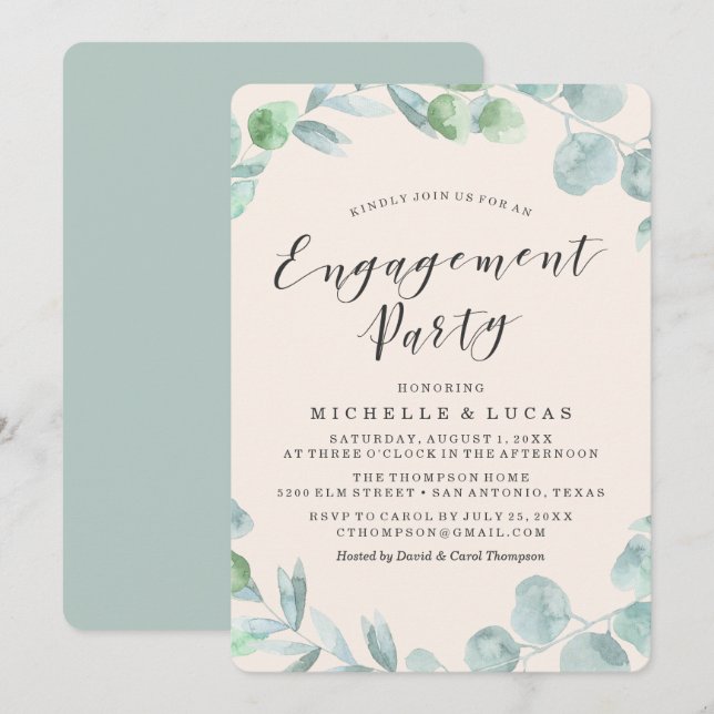 Delicate Wreath | Engagement Party Invitation (Front/Back)