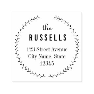 Delicate Wreath Personalised Rubber Stamp