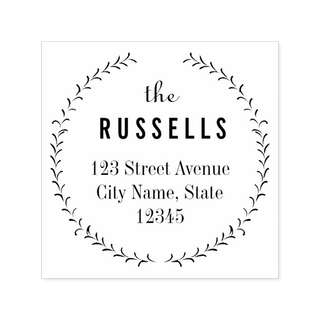 Delicate Wreath Personalised Rubber Stamp (Design)