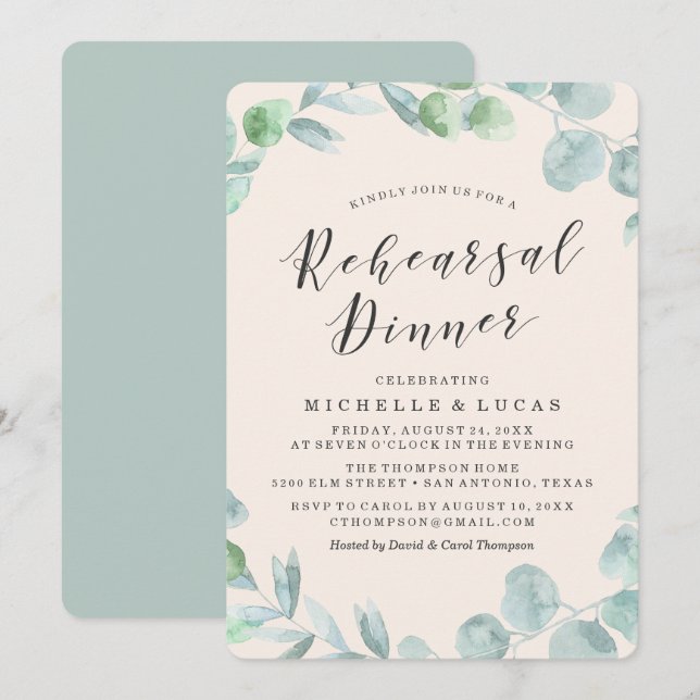 Delicate Wreath | Rehearsal Dinner Invitation (Front/Back)