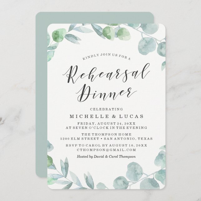 Delicate Wreath | Rehearsal Dinner Invitation (Front/Back)