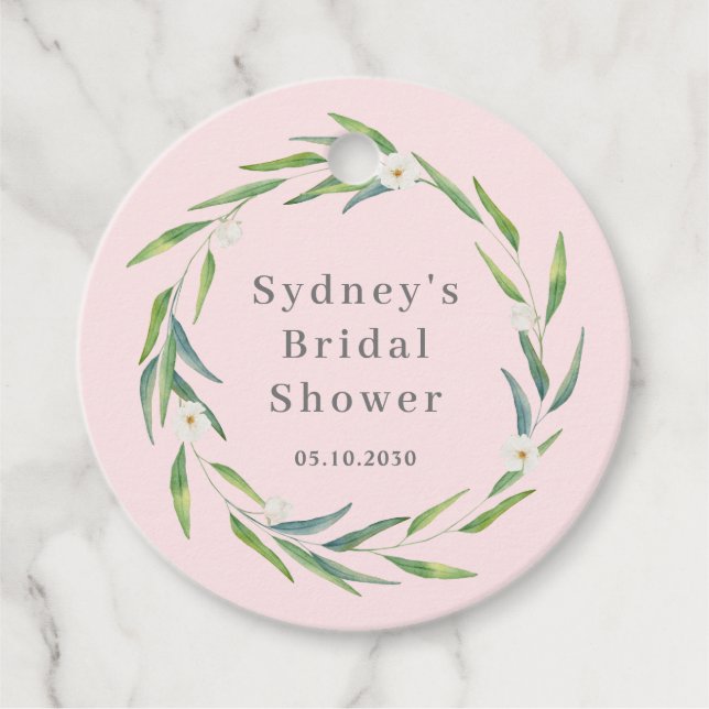 Delicate Wreath Wedding Bridal Shower Tags (Front)