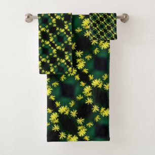 Delicate Yellow Daisy Wildflowers Abstract Pattern Bath Towel Set