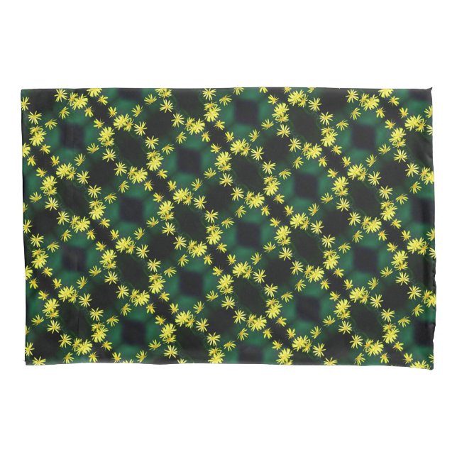 Delicate Yellow Daisy Wildflowers Abstract Pattern Pillowcase (Front)