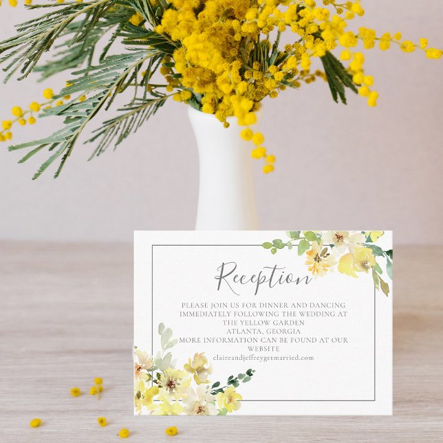 Delicate Yellow Floral Summer Wedding Reception Enclosure Card (Creator Uploaded)