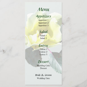 Delicate Yellow Rose Wedding Menu