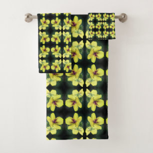 Delicate Yellow Wildflower Abstract Art Bath Towel Set