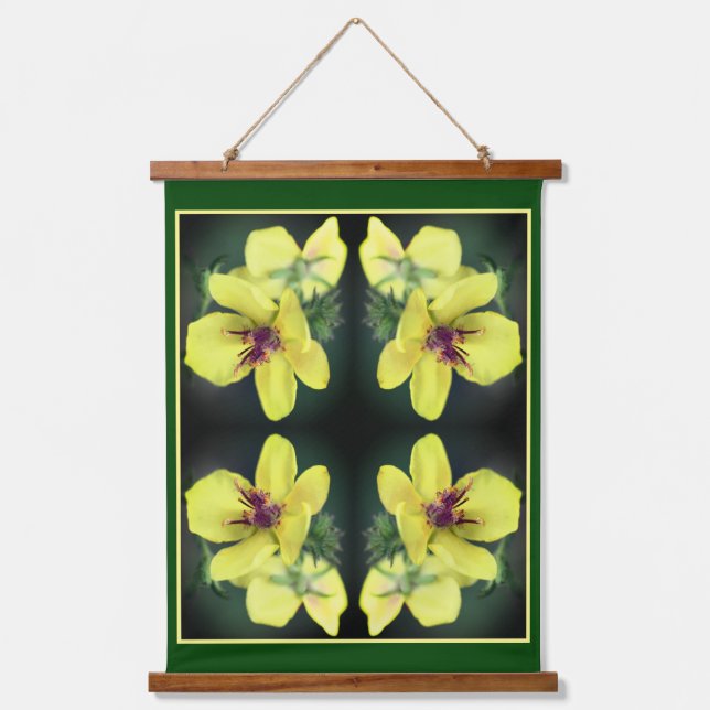 Delicate Yellow Wildflower Abstract Art Hanging Tapestry (Front)