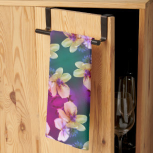 Delicate Yellow Wildflower Abstract Art Pattern Tea Towel
