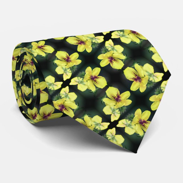 Delicate Yellow Wildflower Abstract Art Pattern   Tie (Rolled)