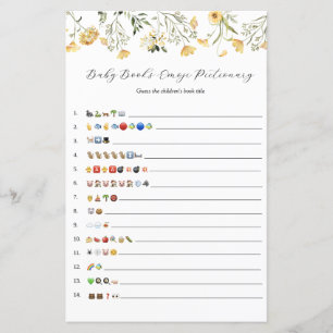 Delicate Yellow Wildflower Baby Books Emoji Game