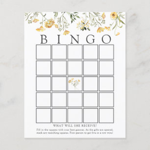 Delicate Yellow Wildflower Bingo Game Card
