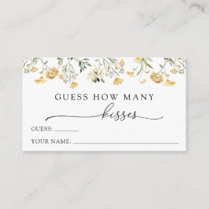 Delicate Yellow Wildflower Guess How Many Kisses Enclosure Card