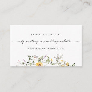 Delicate Yellow Wildflower Wedding RSVP Online Enclosure Card