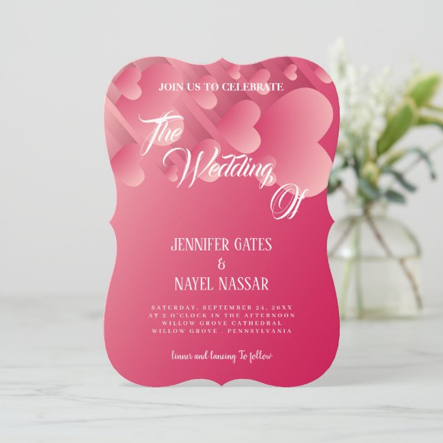 Delicatet love Calligraphy All In One Wedding Invitation (Standing Front)