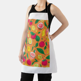 "Délices Naturels : Tablier Imprimé Fruits et Légu Apron