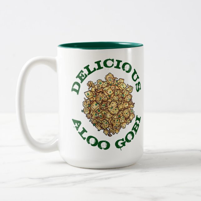 Delicious Aloo Gobi Indian Food Cauliflower Curry Two-Tone Coffee Mug (Left)