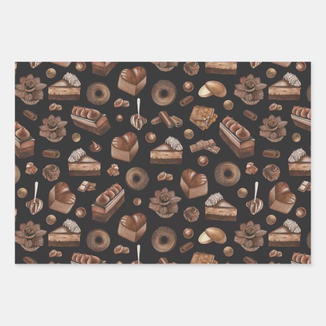 Delicious Assortment of Chocolate Treats Wrapping Paper Sheet (Front)