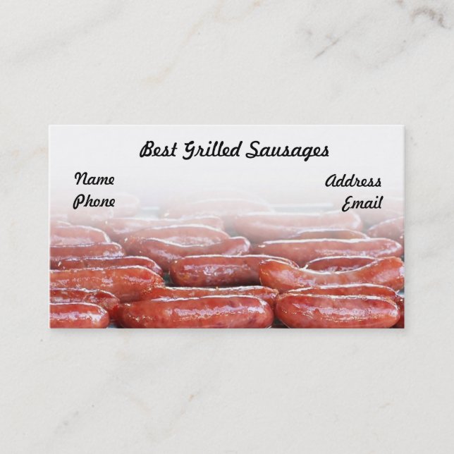 Delicious Barbecued Sausages Business Card (Front)